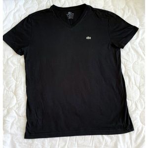LACOSTE V Neck Black T Shirt L, 5